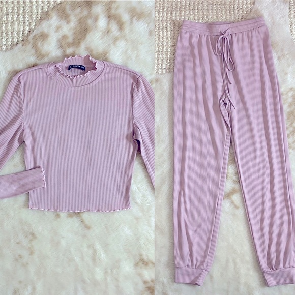 SHEIN Other - Dusty rose ruffle lounge set